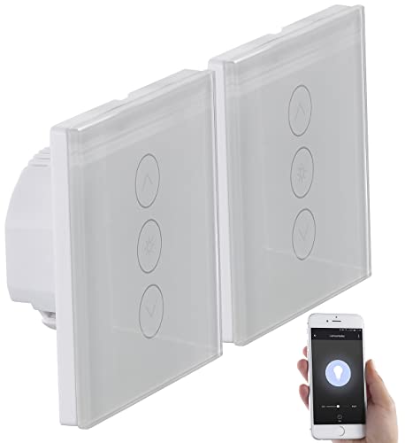 Luminea Home Control Smart Home Lichtschalter: 2er-Set Touch-Lichtschalter & Dimmer, für Alexa & Google Assistant (Lichtschalter Glas, Lichtschalter LED, Sensor Schalter) von Luminea