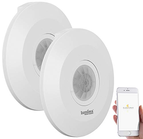 Luminea Home Control Alexa Bewegungsmelder: 2er-Set extra-Flacher WLAN-PIR-Bewegungsmelder mit App, 360°, 230 Volt (Raumüberwachung Bewegungsmelder, Bewegungsmelder mit Apps) von Luminea