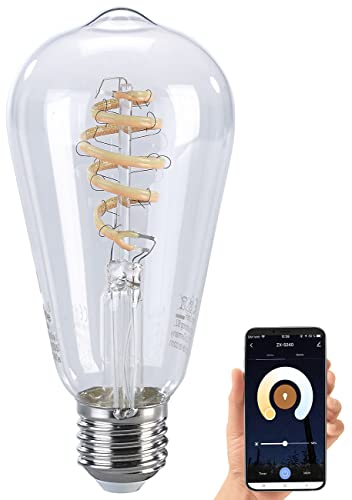 Luminea Home Control Alexa-LED-Lampen: LED-Filament-Lampe E27, CCT, 4,5W (ersetzt 35W), ZigBee-kompatibel (LED-Stimmungslicht einfarbig, LED-Lampen mit E27-Sockel, Fernbedienungen) von Luminea