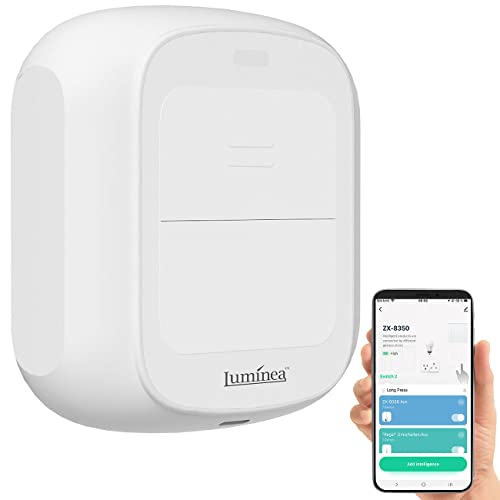 Luminea Home Control WLAN Schalter Aufputz: Smarte mobile WLAN-Fernbedienung mit 2 Tasten, Licht & Szenen steuern (WLAN Lichtschalter Aufputz, WLAN Taster Aufputz, Glühbirne) von Luminea