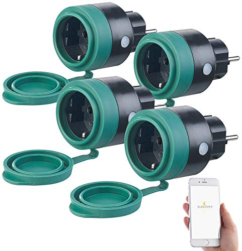 Luminea Home Control Funksteckdose: 4er-Set Outdoor-WLAN-Steckdosen f. Alexa, Siri & Google Assistant, 16A (WLAN Steckdosen außen, Steckdose mit Zeitschaltuhr, Weihnachtsbeleuchtung) von Luminea