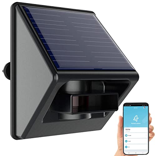 Luminea Home Control App-Bewegungsmelder: ZigBee-kompatibler Outdoor-PIR-Sensor mit Solarpanel, App, IP55 (Akku Bewegungsmelder aussen, akkubetriebene PIR-Bewegungsmelder) von Luminea