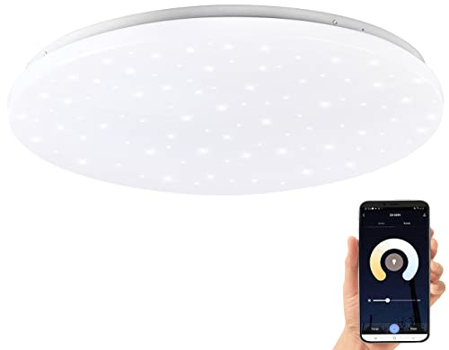 Luminea Home Control Wohnzimmerlampe: Smarte WLAN-Sternen-Deckenleuchte mit CCT-LEDs, 36 W, 2500 lm, Ø 48 cm (LED-Deckenleuchte Alexa, Deckenlampe Sternenhimmel, Wohnzimmerleuchten) von Luminea