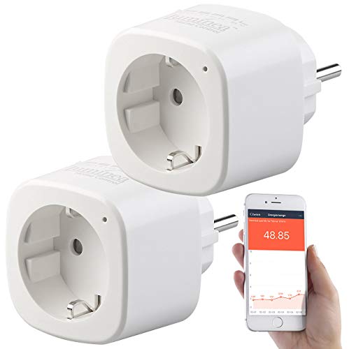 Luminea Home Control Energiemessgerät WLAN: 2er-Set WLAN-Steckdosen, Amazon Alexa & Google Assistant komp., 16 A (Energiemessgerät Steckdose WLAN, Stromzähler Steckdose WLAN) von Luminea