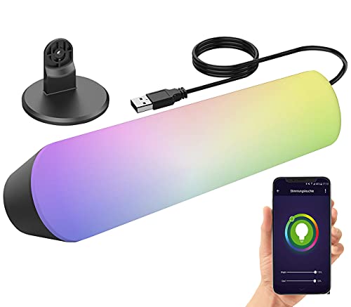 Luminea Home Control Light Bar: WLAN-USB-Stimmungsleuchte mit RGB+CCT-LEDs, App, 80 lm, 3,5 W, schwarz (WiFi-LED-Lampen, LED-Leuchten dimmbar, TV Hintergrundbeleuchtung) von Luminea