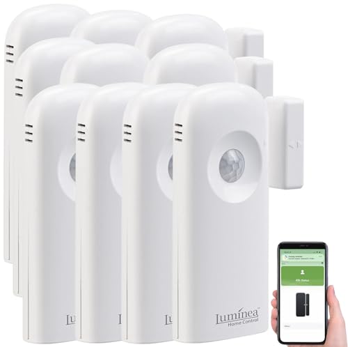 Luminea Home Control Fensteralarm WLAN: 10er-Set 2in1-WLAN-Tür-/Fenstersensoren und PIR-Sensoren, mit App (WiFi-Türsensor-Alarme, Bewegung Melder Alarm, Alarmanlage) von Luminea