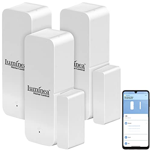 Luminea Home Control Fensterkontakte: 3er-Set ZigBee-Tür- & Fensteralarm, für Alexa, GA und Siri, App (Alarmanlagen, ZigBee-Türalarm, Senioren Handy) von Luminea