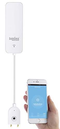 Luminea Home Control Wassersensor Alarm: ZigBee-Wassermelder mit externem Sensor, 2 Jahre Batterielaufzeit, App (ZigBee Wasserstandsmelder, Wasserstandsmelder Alarm, Waschmaschine) von Luminea