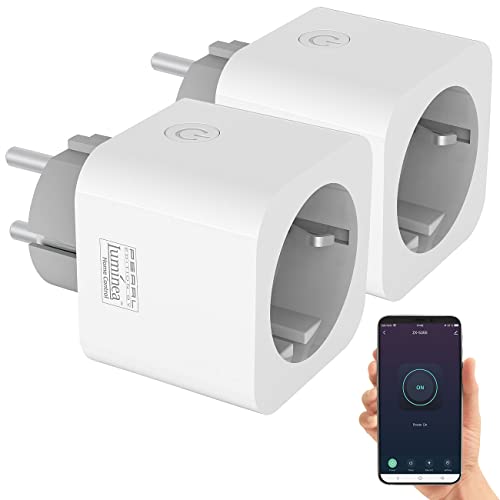 Luminea Home Control Alexa Steckdose: 2er-Set WLAN-Steckdosen, Energiekostenmesser, App- & Sprachsteuerung (Zeitschaltuhr-Steckdose WLAN, WLAN-Steckdose Energiemessung, Bedienungsanleitung) von Luminea