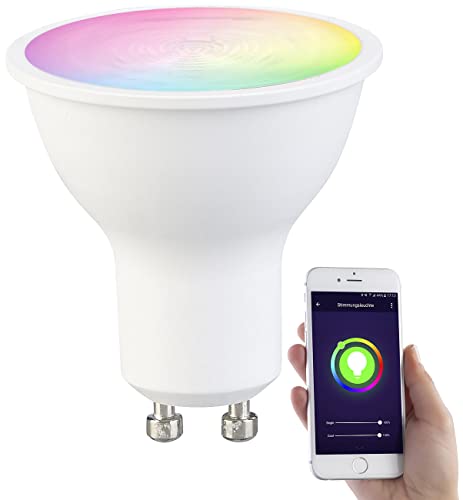 Luminea Home Control Einbaustrahler: WLAN-LED-Spot, GU10, RGB-CCT, 4,5 W (ersetzt 35 W), 326 lm, 45°, App (Alexa Licht, GU10 LED RGBW, Wohnzimmerleuchten) von Luminea