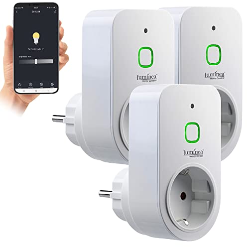 Luminea Home Control Steckdose Schalter: 3er Smarte WLAN-Dimmer-Steckdose mit Phasenabschnittsdimmer bis 200 W (Licht-Dimmer Steckdose, Phasenabschnitt-Dimmer LED, Halogenlampen) von Luminea