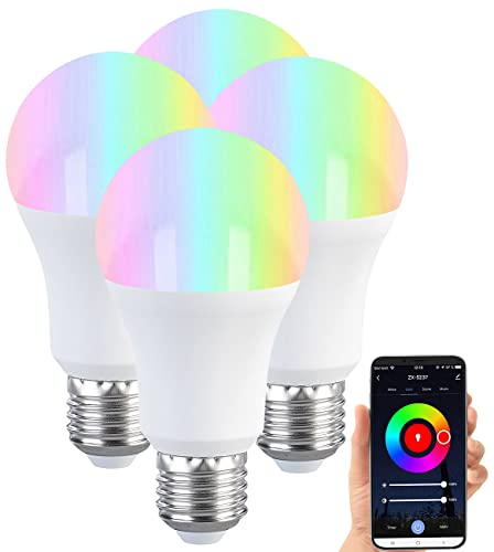 Luminea Home Control 4er-Set LED-Lampen E27, RGB-CCT, 9W, 806 Lumen, ZigBee-kompatibel von Luminea