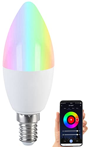 Luminea Home Control Lampen: LED-Kerze E14, RGB-CCT, 5 W (ersetzt 40 W), 470 lm, ZigBee-kompatibel (ZigBee Leuchtmittel, LED Leuchtmittel E14 dimmbar, Einbaustrahler) von Luminea