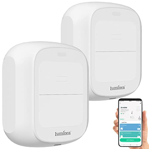 Luminea Home Control Funktaster: 2er-Set Smarte WLAN-Fernbedienung mit 2 Tasten, Licht & Szenen steuern (Smart Lichtschalter, Smarthome Taster, Steckdose Schalter) von Luminea