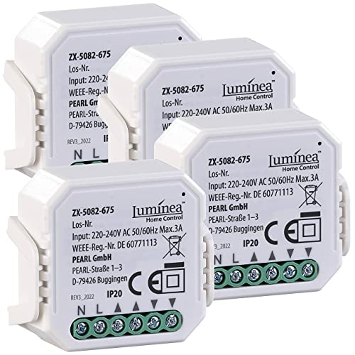Luminea Home Control Rollladensteuerung: 4er-Set WLAN-Unterputzmodule für smarte Rollladen, App & Sprachbefehl (WLAN Rolladenschalter, Jalousieschalter, Unterputzmodul) von Luminea