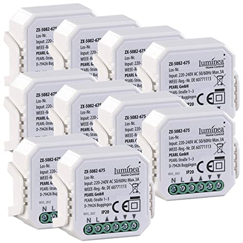 Luminea Home Control Rolladensteuerung: 10er-Set WLAN-Unterputzmodule für smarte Rollladen, App & Sprachbefehl (Rolladensteuerung Smart Home, Rollladensteuerung Smart Home) von Luminea