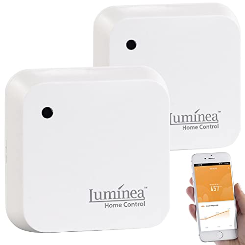 Luminea Home Control Sonnensensor Steckdose: 2er-Set Wetterfeste WLAN-Licht- & Dämmerungs-Sensoren mit App, IP55 (WLAN Lichtsensor, Alexa Lichtsensor, Rolladensteuerung) von Luminea