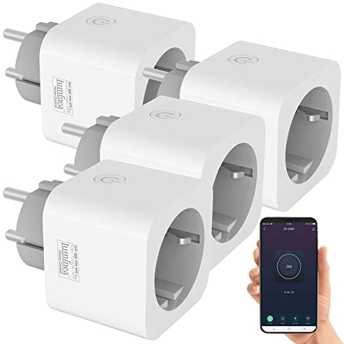 Luminea Home Control WLAN Stecker: 4er-Set WLAN-Steckdosen, Energiekostenmesser, App- & Sprachsteuerung (WiFi Stecker, WLAN Steckdose mit Strommessung, Bedienungsanleitungen) von Luminea