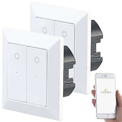 Luminea Home Control Elesion Schalter: 2er-Set Doppel-Lichttaster mit WLAN, App und Sprachsteuerung (Smart-Lichtschalter Alexa, WLAN Lichtschalter-Taster, TUYA) von Luminea