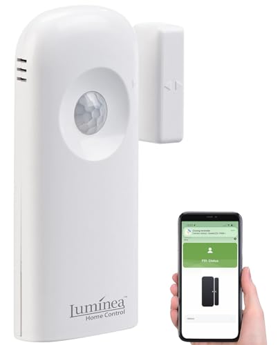 Luminea Home Control Tür-Fensterkontakt: Smarter 2in1-WLAN-Tür-/Fenstersensor und PIR-Sensor, App, Sprachbefehl (Türfensteralarm, Alarmsystem, Funk Bewegungsmelder) von Luminea