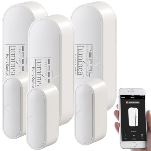 Luminea Home Control Türkontakt Alarm WLAN: 3er-Set WLAN-Tür- & Fensteralarm mit App, für Alexa & Google Assistant (WiFi Türkontakt, Google Home Fensterkontakt, Türkontaktschalter) von Luminea