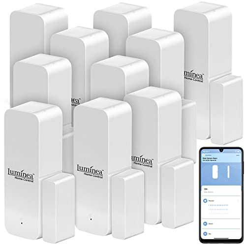 Luminea Home Control Fenstersensor: 10er-Set ZigBee-Tür- & Fensteralarme, Alexa, Google Assist., Siri, App (Tür Fenster Sensor, ZigBee-Türsensor, Senioren Handy) von Luminea