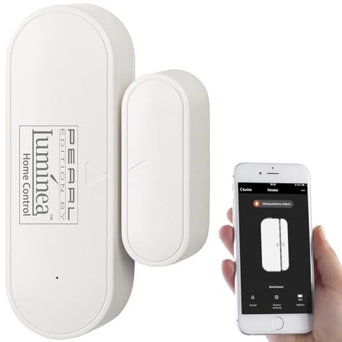 Luminea Home Control Türkontakt: WLAN-Tür- und Fensteralarm mit weltweitem App-Zugriff, Sprachsteuerung (WLAN Türkontakt, Türsensor WLAN, Fensterüberwachung) von Luminea