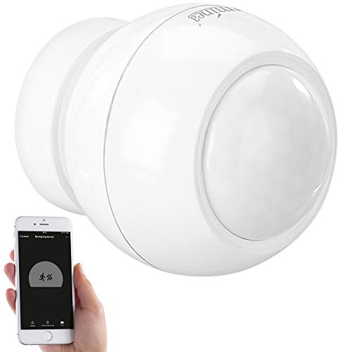 Luminea Home Control WiFi Bewegungsmelder: WLAN-PIR-Bewegungsmelder und Lichtsensor mit App für Benachrichtigung (WLAN Bewegungsmelder Licht, innen WLAN, Überwachungssysteme) von Luminea