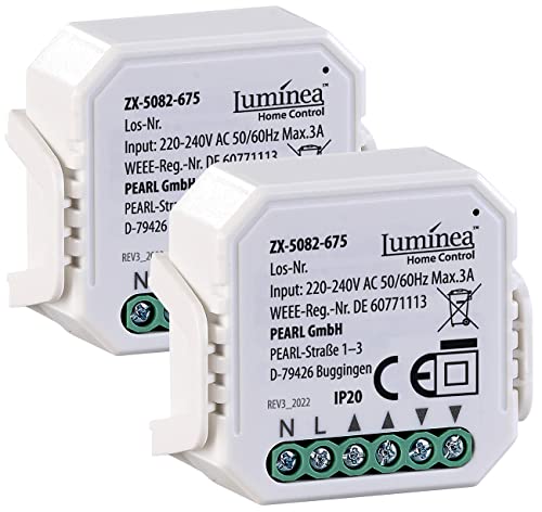 Luminea Home Control Rollo Steuerung: 2er-Set WLAN-Unterputzmodule für smarte Rollladen, App & Sprachbefehl (Rolladenschalter WLAN, WLAN Modul, Rollladenaktor) von Luminea