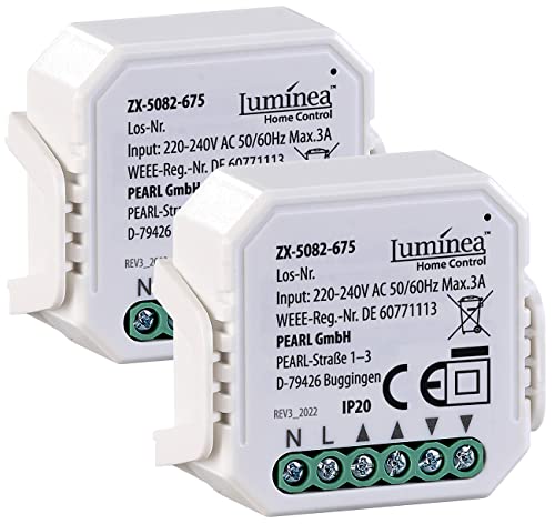 Luminea Home Control Rollo Steuerung: 2er-Set WLAN-Unterputzmodule für smarte Rollladen, App & Sprachbefehl (Jalousie Aktor, WLAN Modul, Unterputz Rolladen) von Luminea