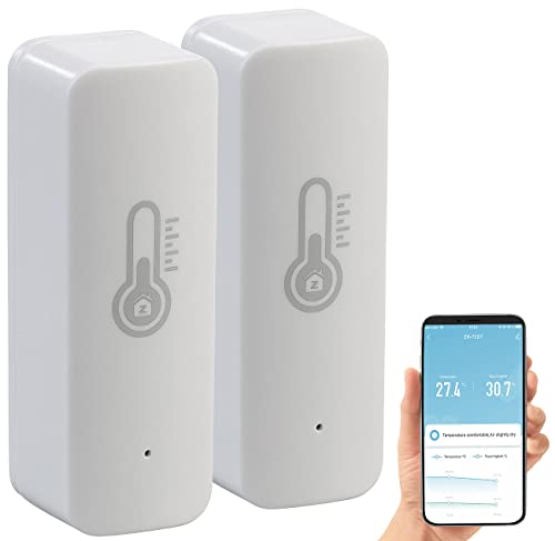 Luminea Home Control Temperaturfühler: WLAN-Temperatur- & Luftfeuchtigkeits-Sensor mit App, 2er-Set (Thermometer WiFi, WiFi Temperatursensor, Infrarotheizung) von Luminea