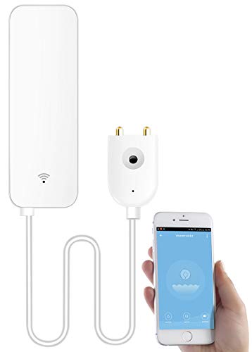 Luminea Home Control Wassermelder Alexa: WLAN-Wassermelder, externer Sensor, App, bis 2 Jahre Batterie-Laufzeit (Wassersensor Alexa, TUYA Wassermelder, Feuchtigkeitsmelder) von Luminea