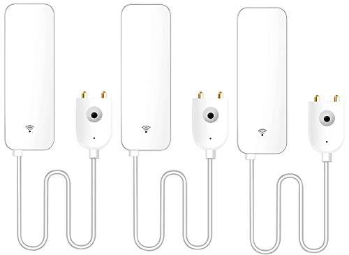 Luminea Home Control Elesion Wassermelder: 3er-Set WLAN-Wassermelder, externer Sensor, App,2 Jr. Batterielaufzeit (Wassersensor Alexa, für Drainageschächte, Benachrichtigungen) von Luminea