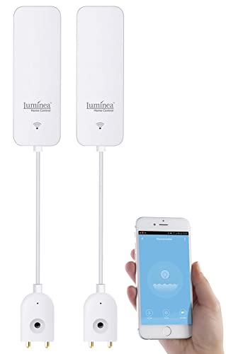 Luminea Home Control ZigBee Wassersensor: 2er-Set ZigBee-Wassermelder mit externem Sensor, App (Funk Wassermelder, Smart, Waschmaschine) von Luminea