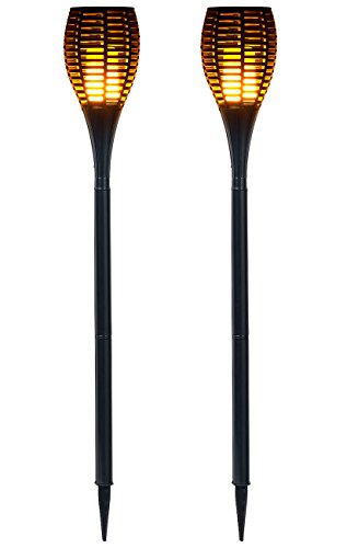 Luminea Gartenfackel: 2er-Set LED-Gartenfackeln,realistisches Flammenflackern,2.000-mAh-Akku (LED Gartenfackel, LED Fackeln außen, Außenbeleuchtung) von Luminea