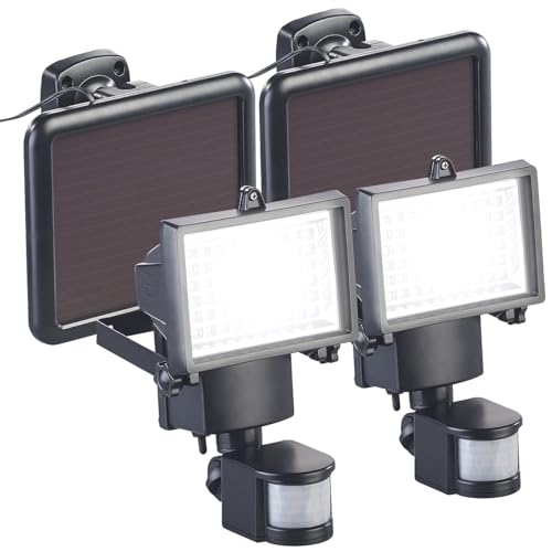 Luminea Solarstrahler für aussen: 2er-Set Solar-LED-Wand-Fluter für außen, mit PIR-Sensor, 12 W (Solar Strahler für draußen, Bewegungsmelder solarbetrieben) von Luminea