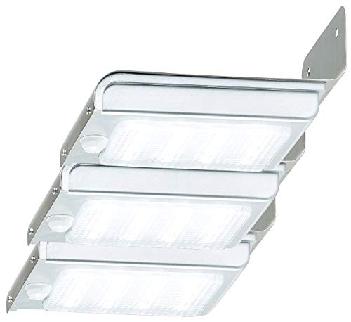 Luminea außen-Solar-Beleuchtung: 3er-Set Edelstahl-LED-Solar-Wandleuchten, Licht- & Bewegungssensor (Außenlampe Solar Bewegungsmelder, Lampen Bewegungsmelder außen Solar, Fluter Bewegungsmeldern) von Luminea