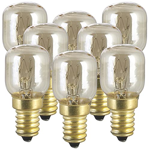 Luminea Backofenglühbirne: 8er-Set Backofenlampen, E14, T26, 25 W, 100 lm, bis 300 °C (Ofen-Glühbirne, Beleuchtung für Backofen) von Luminea