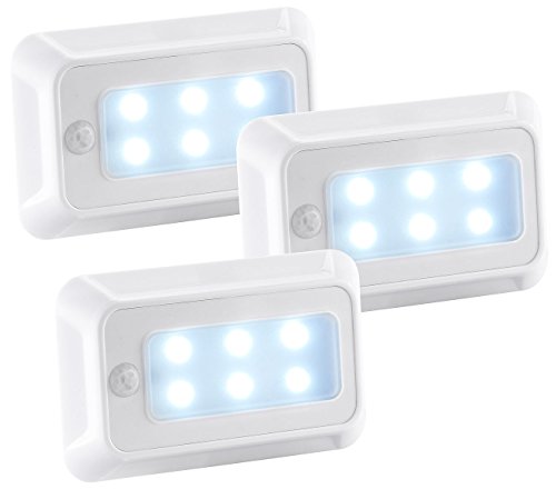 Luminea Bewegungslicht: LED-Nachtlicht mit Bewegungs- & Dämmerungs-Sensor, Batterie, 3er-Set (Bewegungslicht innen, LED Bewegungslicht, Batterielicht mit Bewegungsmelder) von Luminea