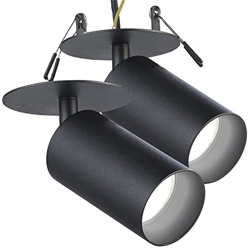 Luminea Deckenlampe Wohnzimmer: 2er-Set schwenkbare Wand- und Deckenspots mit GU10-Fassung, schwarz (LED-Spot Fassung, Deckenspotfassung, Leselampe) von Luminea