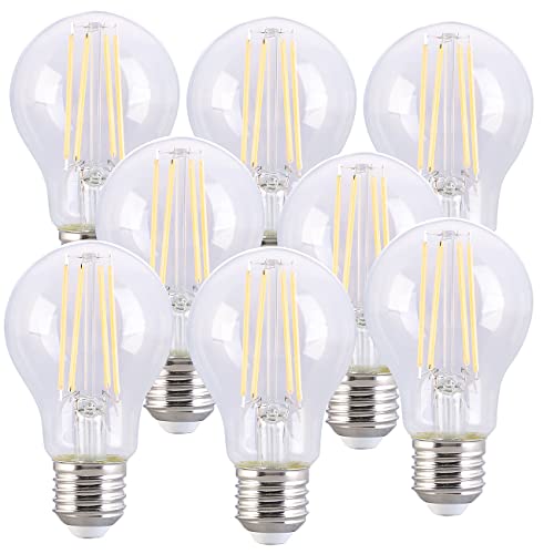 Luminea Sparbirnen: 8er-Set LED-Filament-Lampen E27 7,2 W (ersetzt 60 W) 806 lm warmweiß (LED-Leuchtmittel E27 Tropfenform, E27 Filamentbirnen, Deckenleuchte) von Luminea