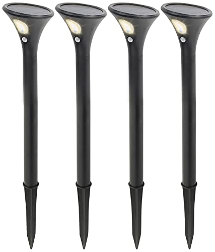 Luminea Wegleuchte: 4er-Set Design-Solar-Wegeleuchten, Licht- & Bewegungssensor, warmweiß (Wegeleuchte Bewegungsmelder, Wegeleuchte Solar Bewegungsmelder, Gartenleuchte Standleuchte) von Luminea