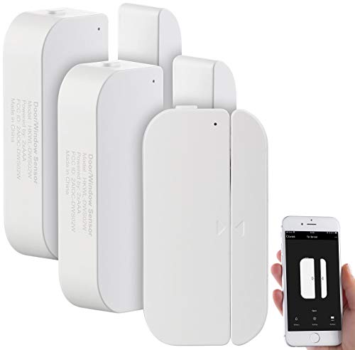 Luminea WLAN-Tür & Fensteralarm: 3er-Set WiFi Tür & Fensteralarm, Alexa und Google Assistant komp. (Fensteralarmsystem, Fensterüberwachung WLAN, Senioren Handy) von Luminea