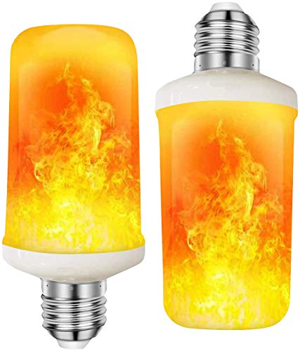 Luminea LED Flamme: 2er-Set LED-Lampen mit Flammeneffekt, 3 Beleuchtungs-Modi, E27, 2 W (Feuer LED, Feuer Lampe, Flammen Feuereffekt) von Luminea