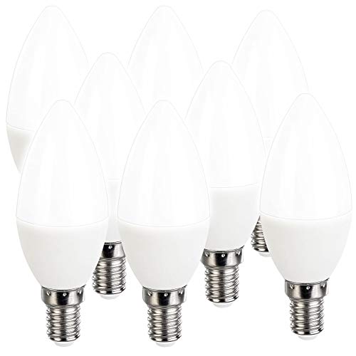 Luminea Glühlampen E 14: 8er-Set LED-Kerzen, tageslichtweiß, 500 Lumen, E14, 6 Watt, 6500 K (Kerzenlampen, E 14 LED, Deckenleuchte) von Luminea