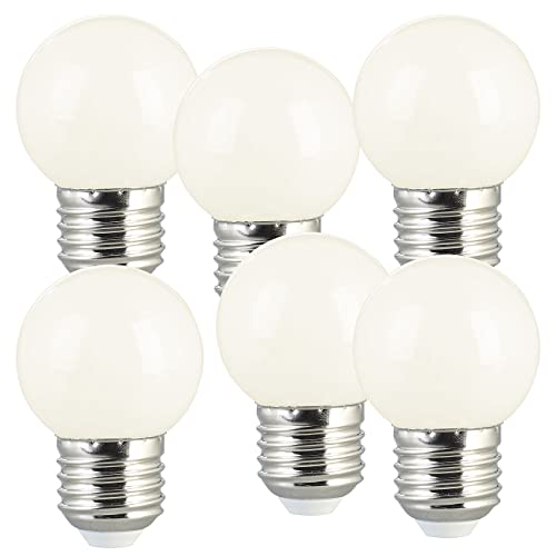 Luminea LED-Glühlampen E27: 6er-Set LED-Lampen E27, Retro, G45, 1W (ersetzt 10W), 50 lm, warmweiß (LED-Leuchte E27 warmweiss, LED Energiesparlampen, Wohnzimmerleuchten) von Luminea