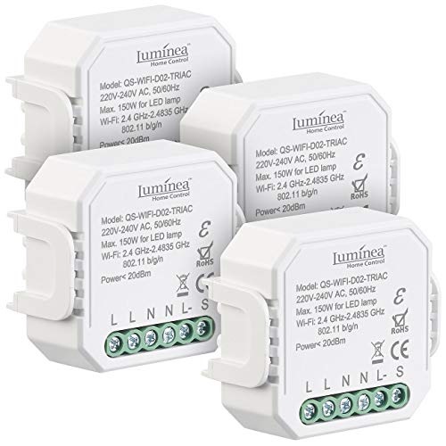 Luminea Home Control Dimmer LED: 4er-Set WLAN-Unterputz-Lichtschalter und -Dimmer, mit App (WiFi Dimmer, Funk-Dimmer, Wireless Controller) von Luminea