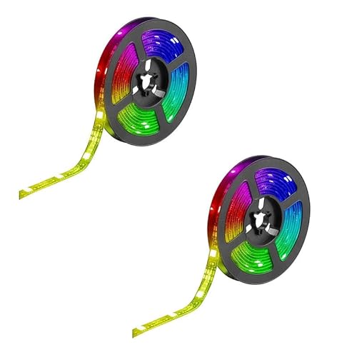 Luminea Home Control LED Leuchtstreifen: 2er Set USB-RGB-LED-Streifen mit WLAN, App und Sprachsteuerung, 2 m (Stripes Alexa, Lichterkette Weihnachten, Weihnachtsbaumbeleuchtung) von Luminea
