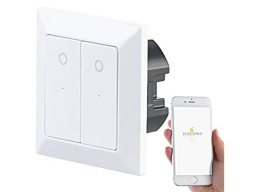 Luminea Home Control Lichtschalter WiFi: Doppel-Lichttaster mit WLAN, App, für Siri, Alexa & Google Assistant (Smart Home Lichtschalter, WLAN-Lichtschalter Alexa, Kippschalter) von Luminea