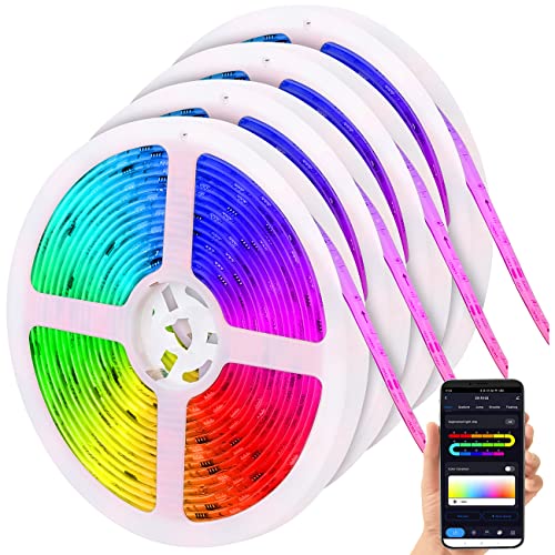 Luminea Home Control RGBIC-LED-Strips Alexa: 4er-Set WLAN-RGBIC-LED-Lichtstreifen, App, Sprach- & Soundsteuerung,5m (Stripe WiFi Alexa, Strips mit steuern, Lichtschlauch) von Luminea